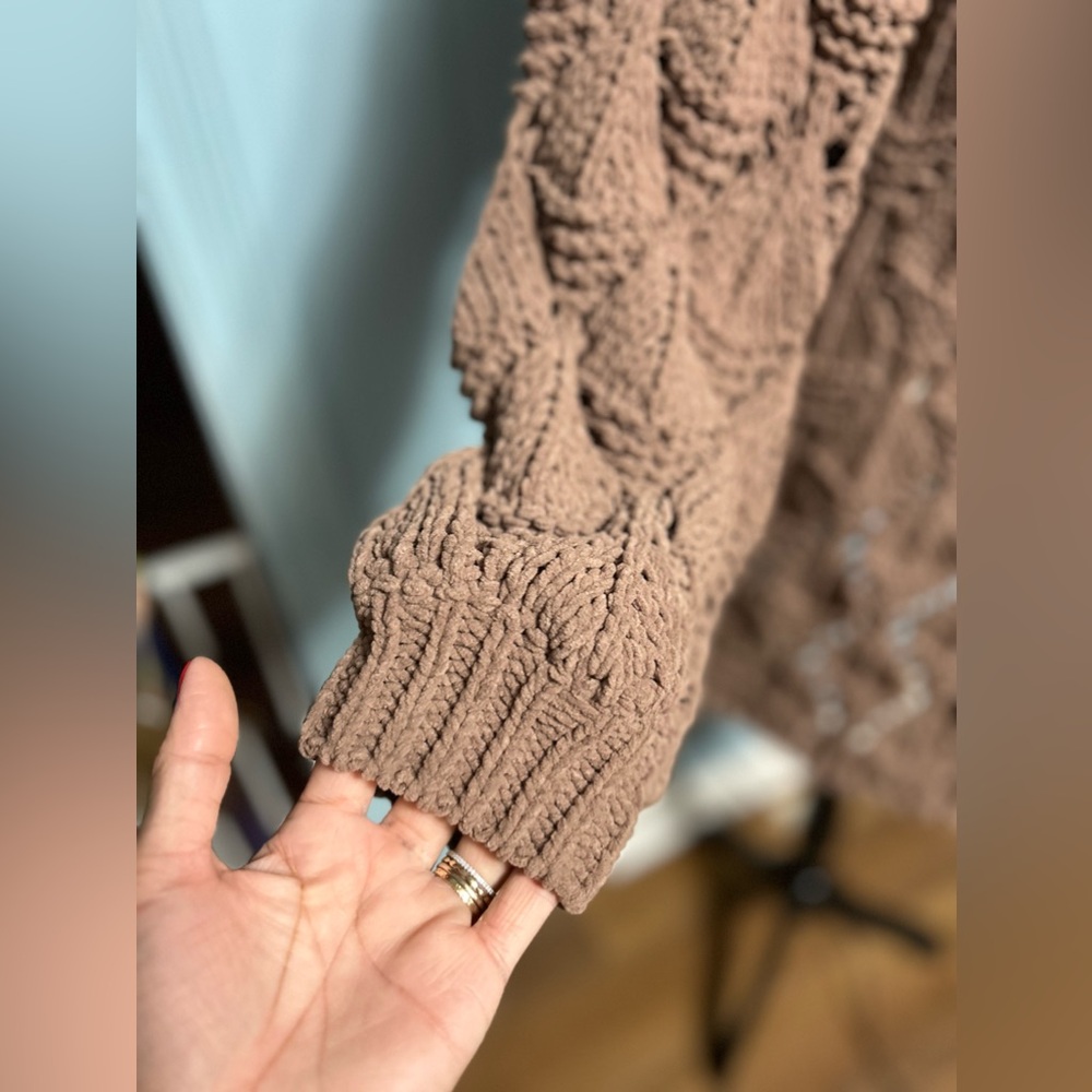 Plus Size. Open Knit, Cocoa Cardigan. - image 2